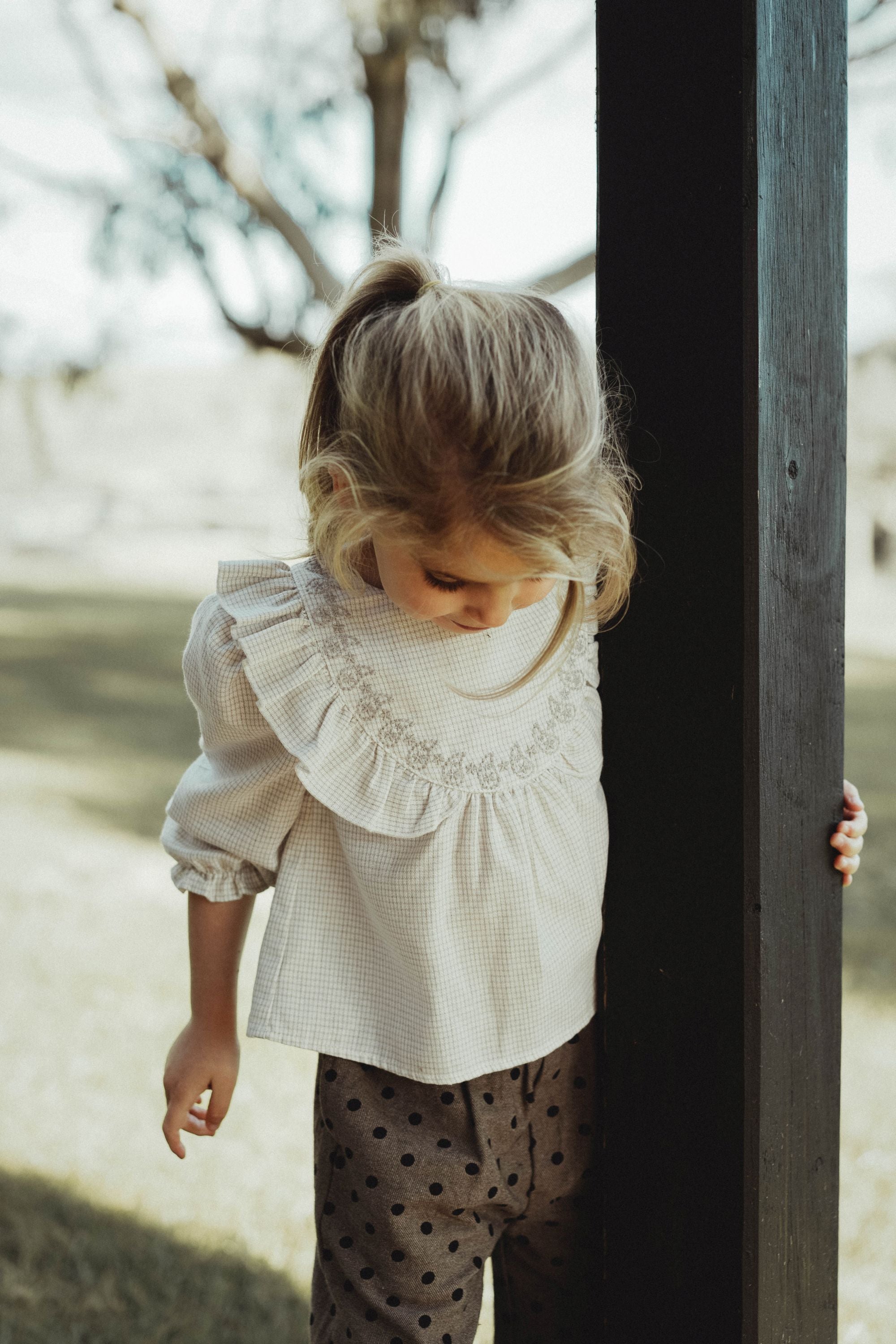 wirrawirra gender neutral newborn clothes ruffled collar blouse light apricot 24 Autumn Autumn Blouses Girls New Arrivals Shirts Spring