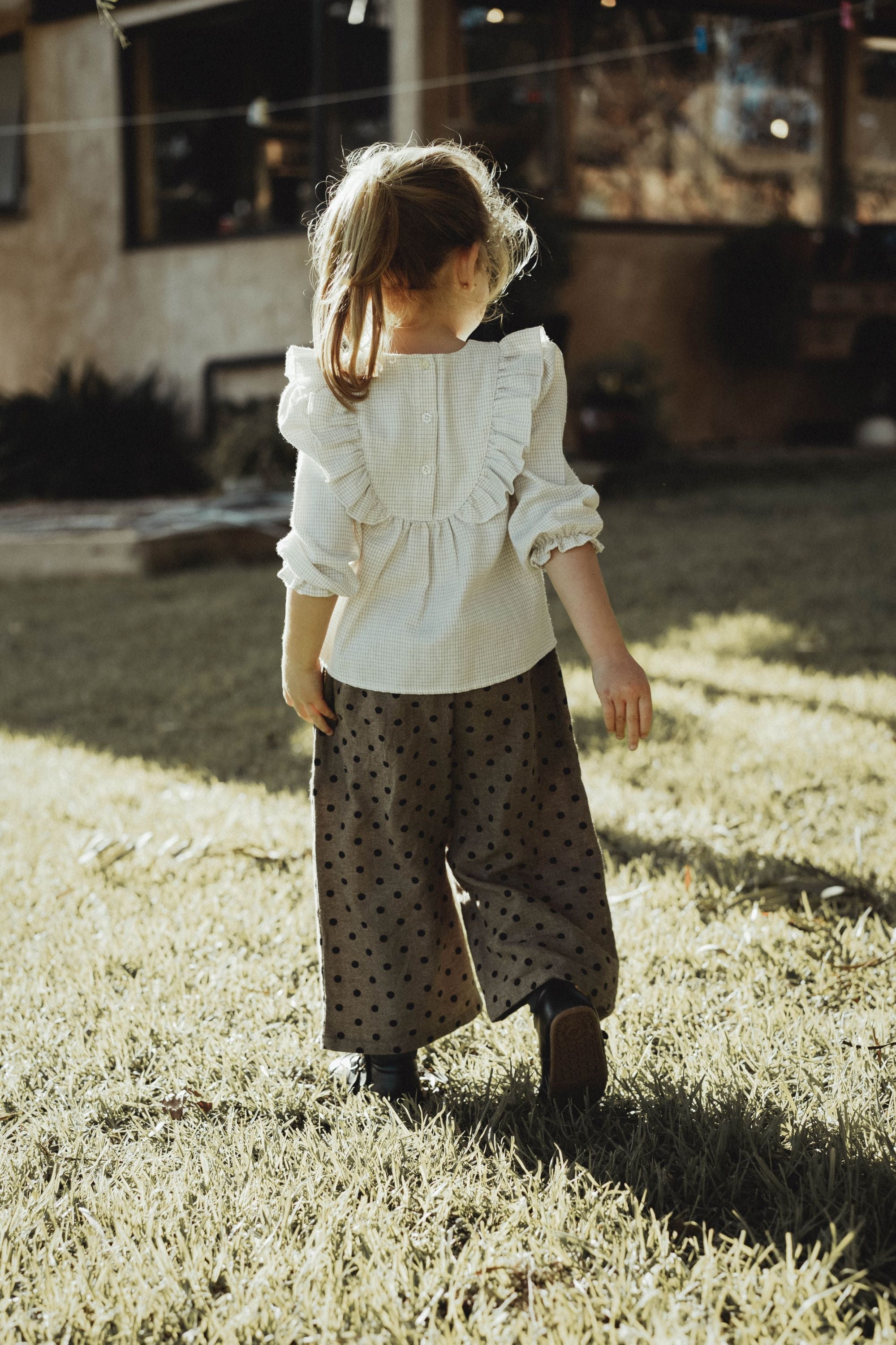 wirrawirra gender neutral baby clothes polka dot wide leg pant brown polka dot 24 Autumn Autumn Boys Girls Leggings New Arrivals Spring Trousers