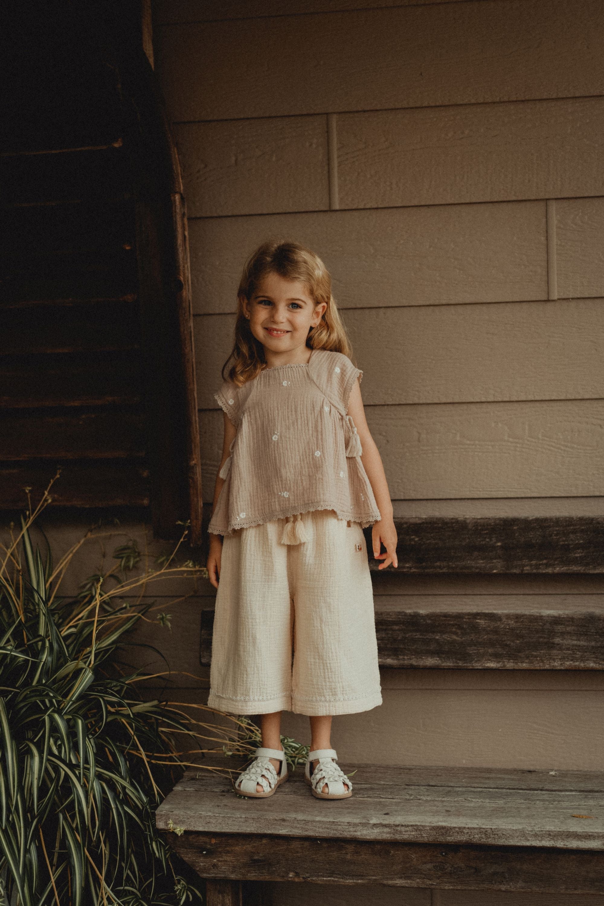 wirrawirra baby outfits double layer crepe wide leg pants oatmeal 24 Summer Essentials Girls Leggings New Arrivals Trousers