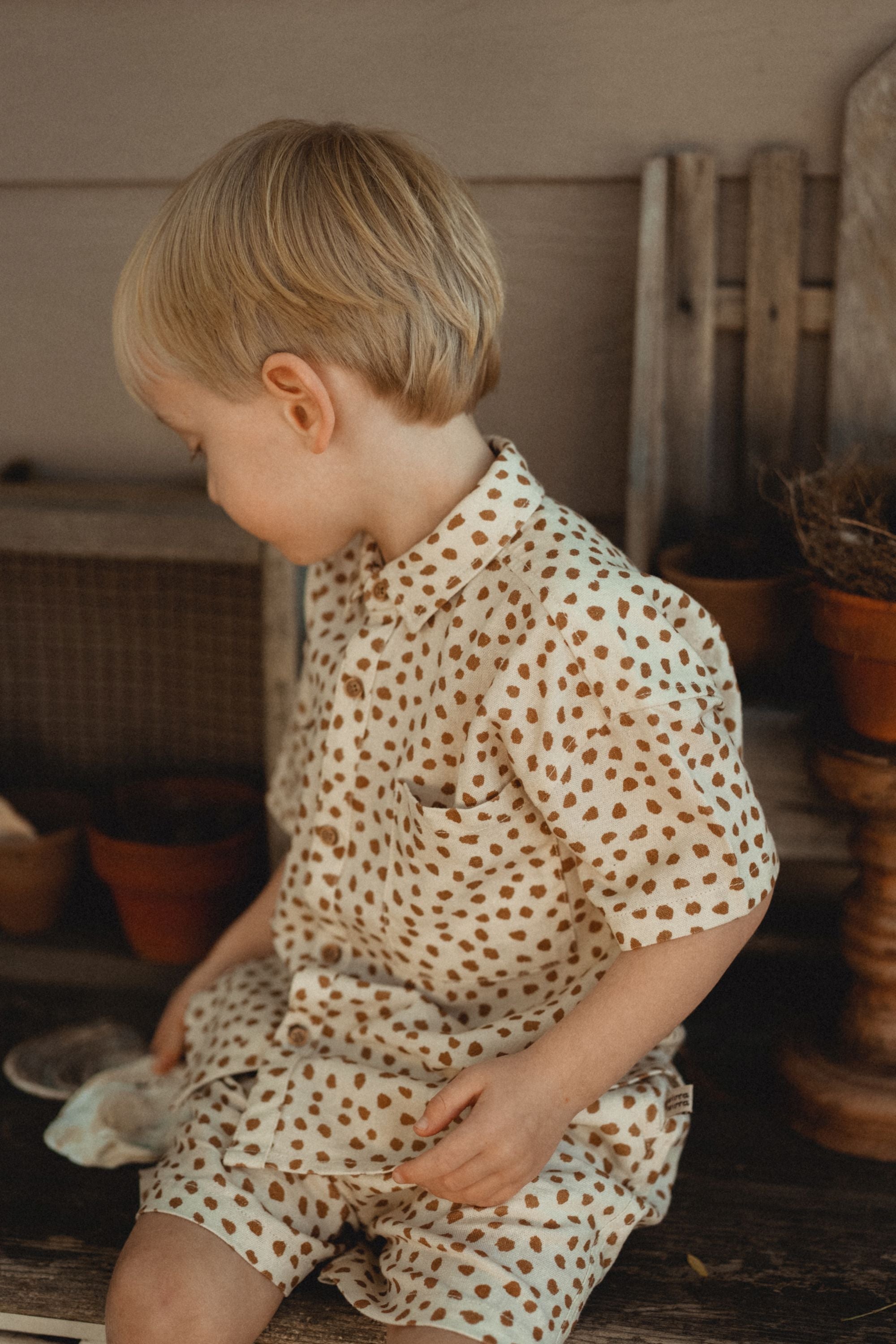 wirrawirra sustainable baby clothes leopard print linen shorts leopard print 24 Summer Boys Essentials New Arrivals Shorts